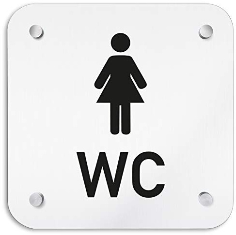 Türschilder24 Aluminium Wandschild 200 x 200 mm • WC Damen • Hinweisschild - Türschild aus 1,5 mm starkem Aluminium • Inklusive Befestigungsmaterial + Wandmontage