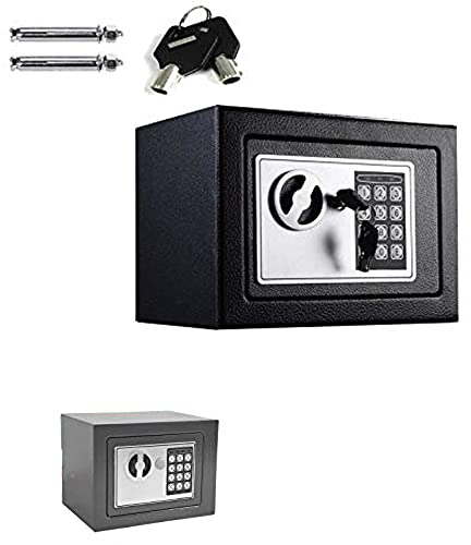 Klein Elektronik Safe Tresor 4,6 l mit zahlenschloss und 2 Notschlüssel wasserdichte Sicherheitsbox Wandtresor 23 x 17 x 17 cm Schwarz