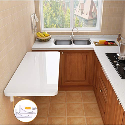 Mesa Flotante de Pared,Mesa de Comedor de Cocina Plegable, Escritorio de Computadora en Pared,Banco de Trabajo Abatible,Escritorio de Estudio Simple,Mesas para Niños,Blanco (100x40cm/39x16in)