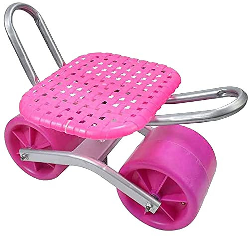 YAOYAOO Fahrbarer Gartensitz mit Rollen, Rollsitz für Gartenarbeit, Stahlgestell Garten Rollsitz 360° Drehbar Sitzfläche Höhenverstellbar, Multifunktions Gartenhocker Portable Gartengeräte