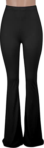 Nuofengkudu Women's Black Flared Yoga Pants High Waist Bootcut Slim Fit Tummy Control Comfort Stretch Wide Leg Lounge Wear Ladies Lightweight Bell Bottom Palazzo Pyjamas Dance Casual S