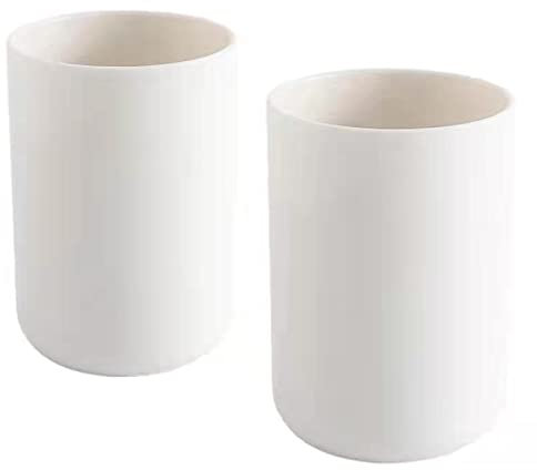 wongwongcat Cup 300ml, Japanese-Style Unbreakable Reusable Drinking Cups Set of 2, Tumbler Plastic Toothbrush Cup, Dishwasher Safe (White & White)