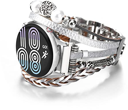 CHARMINGO Bracelet de montre en cuir bohème de 20 mm compatible avec Samsung Galaxy Watch 7/6/4/5/Active 2/5 Pro/3/4 Classic de 40/44/45/41/42/46 mm, pour femme et homme