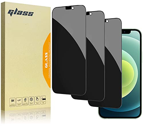 zonyee 3 Stück Sichtschutzfolie für iPhone 12 6,1 Zoll, Full Screen Blickschutzfolie Privatsphäre Sichtschutz Schutzfolie, 9H Härte Anti-Spähen Gehärtetes Glas Displayschutzfolie für iPhone 12