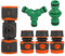 prota Lot de 6 vannes de réglage pour tuyau de jardin, ensemble de connexion double, connecteur pour tuyau avec valve de réglage, orange