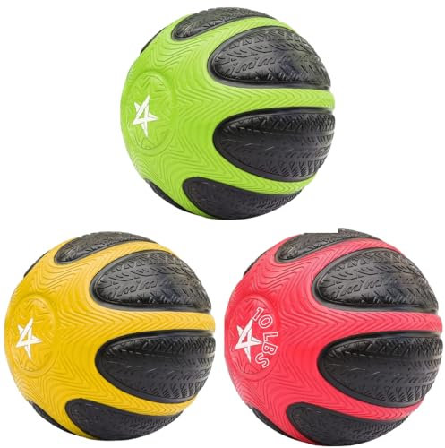 Yes4All Medizinball mit Dual-Textur-Griff, gewichteter Medizinball für Workouts, Übung, Balance-Training, Rumpfstärke, Gleichgewichts- und Koordinationsübung, rutschfeste Gummischale mit 6/8/10/5,4 kg