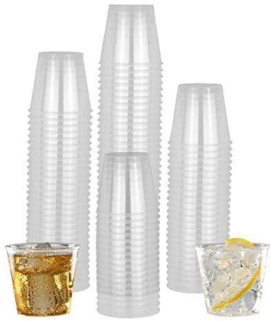 50PCS Plastic Mini Shot Glass Reusable Heavy Duty Crystal Clear Drinking Glasses for Party Travel Picnics Festival Wedding Beach Camping Cocktail Bomb Champagne Beer Soda Dessert 30ml
