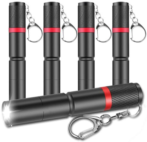 MODOAO Mini LED Keychain Flashlight, 5 Pack Pocket Size Torch with 3 Light Modes, Waterproof Ultra Bright Portable Key Chain Small Flash Light for Hiking, Camping, Hunting, Fishing