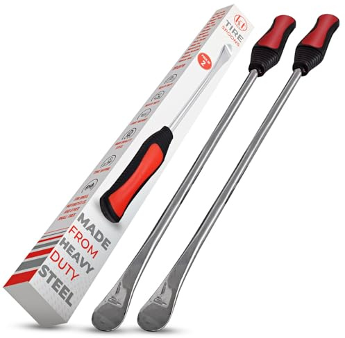 Tire Iron Spoons Changing Tire Lever Bar Set Tire Repair Tool Kit Rim Lifter Tire Changer Remove Tyre Heavy Duty Metal Steel for Motorcycle Bike Scooter Bicycle Mower and more (2PC 14.5 inch)