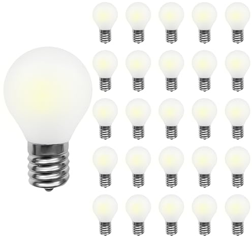 Holiday Bright Lights G40 LED Bulbs E17 Base Warm White Frost Single Filament 25-Pack Dimmable Replacement
