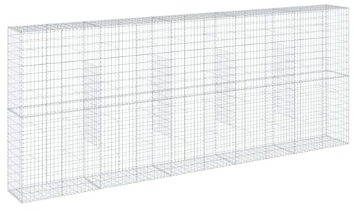 vidaXL Gabionkorg med skydd 500x50x200 cm galvaniserat järn, gabionkorg, stenmur, gabionmur, gabionkorgar, stenmurar, gabinmurar, gabionvägg