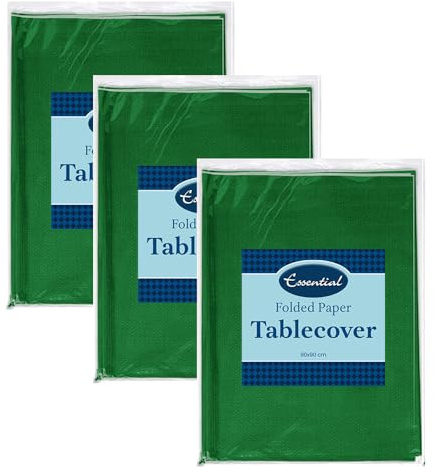 Venuscello® 6 x Dark Green Paper Table Cover Square Disposable Folded Tablecloth 90cm x 90cm for Birthday Party Catering Wedding Picnic Table Protection