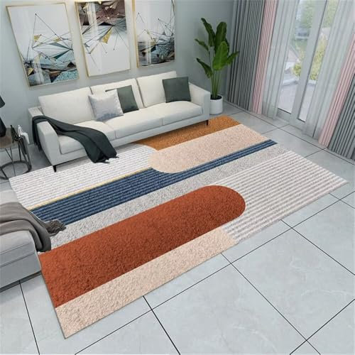 RUGMRZ Flokati Teppich Geometrisches, Modernes, Rutschfestes Wohnzimmer-Sofa, Schmutzabweisend, Dekorativ, Kurzer Flor Schlafzimmer Teppich Mehrfarbig Runner Rug Waschbare+Teppiche Flokati Teppich Te