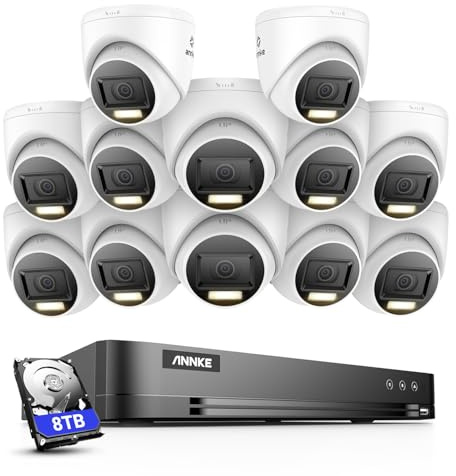 ANNKE 8MP CCTV Camera Systems, 16 Channel H.265+ DVR, 4K CCTV System with 8TB Security Hard Drive, 12 × 8MP Security Turret Camera Outdoor, Smart Human/Vehicle Detection, Night Vision