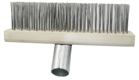 PZRT Wire Floor Brush Replacement Head Long Stiff Hair Stainless Steel Wire Brush Heavy Duty Outdoor Broom Head Deck Brush For Kitchen Bathroom Concrete Floor Patio Pavement Moss Tile Scrubbing Brush
