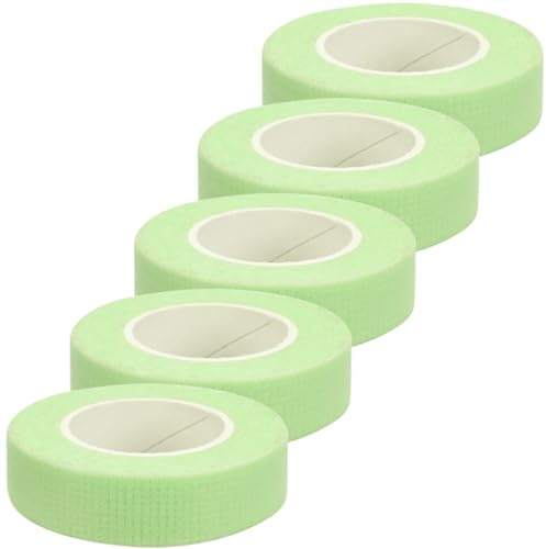 VALICLUD Cinta Adhesiva Transpirable Tela No Tejida para Extensiones de Pestañas 5 Rollos 1.2 Cm de Ancho, 9 Metros de Largo Color Verde Claro para Aplicación Profesional