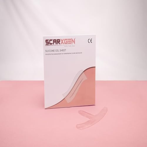SCARXGEN Feuille de silicone en forme d'ancre pour la reconstruction, l'aplatissement et l'atténuation des cicatrices mammaires | Idéale pour les cicatrices (4 cm x 12 cm - 1 unité)