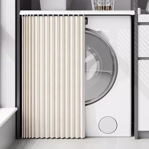 Cortinas Cortas Gabinete de Cocina, Opacas y Antipolvo, for Debajo Del Fregadero, con Rieles Deslizantes, Cortinas Armario Aislamiento Térmico y Privacidad for Ventana De Cafetería(Beige,50cm Track/Cu