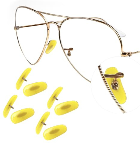 Clip-on Replacement Nose Pads for Ray-Ban Aviator RB3025 RB3026 RB3016 RB3362 RB4175 Sunglasses Repair Kits, Soft Silicone & Anti-Slip Nose Cushions - 4 Pairs Yellow 16mm