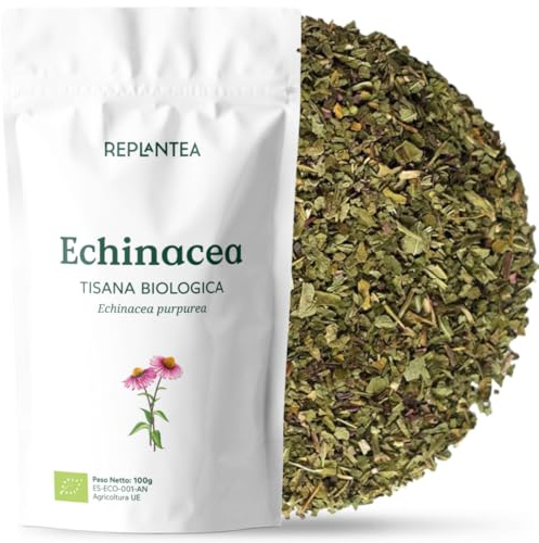 Tisana Echinacea BIO (100g) | Infuso per l'Inverno dal Sapore Erbaceo | Taglio Tisana Sfuso per 50 Tazze | REPLANTEA