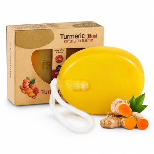 Natural Turmeric Soap On A Rope Bar for Face & Body | Effective Cleansing, Moisture Retention, Long-Lasting Aroma