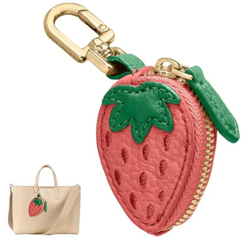 YingMengZhiGe Generisch Cute Fruit Bag Charms,Schlüsselanhänger Kawaii,Klein Kleingeldbeutel,Leichtigkeit Münzbeutel,Taschenanhänger Damen with Zip,Fruchtform Anhänger Tasche Mädchen