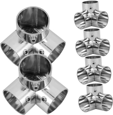 VALICLUD Raccordo per Tubi in Acciaio Inox Facile da Installare 6 Pezzi 25mm, Morsetto a 3 Vie per Scaffali e Recinzioni