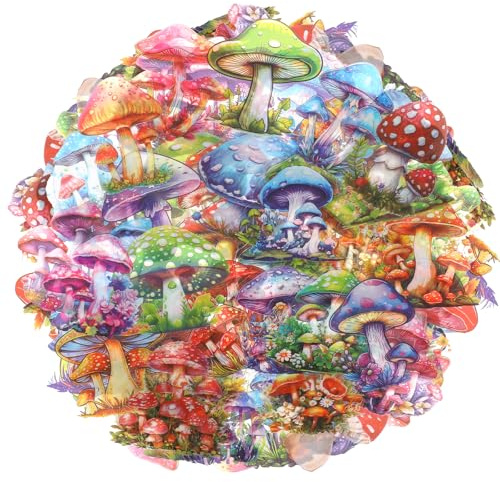 Shimmeroo 100Pcs Transparent Mushroom Stickers,Cute Stickers for Scrapbooking Waterproof Vinyl Scrapbook Sticker Aesthetic Clear Labels for Journaling Planners DIY Art Scrapbook Supplies Mushroom Gift