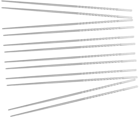 Amosfun 6pares Palillos De Acero Inoxidable Largos Redondos Reutilizables Para Cocinar Fideos Freír Alimentos Antideslizantes Palillos De Cocina