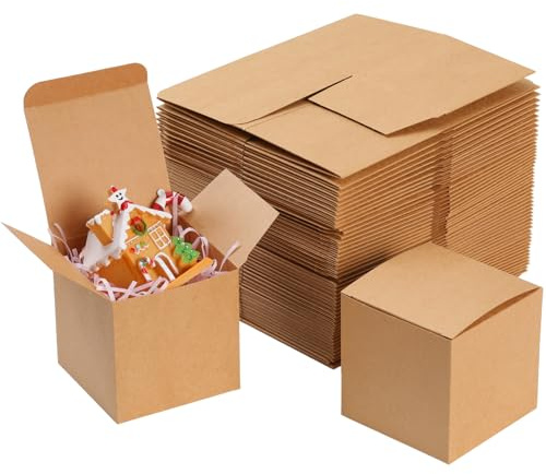 Apprabbr Mini-Geschenkboxen für Brautjungfern, 10,2 x 10,2 x 10,2 cm, mit Deckel und Keksbox für Süßigkeiten und Kerzen, einfache Montage, Würfelboxen für Geschenke, Basteln, Partyzubehör, Kraftpapier