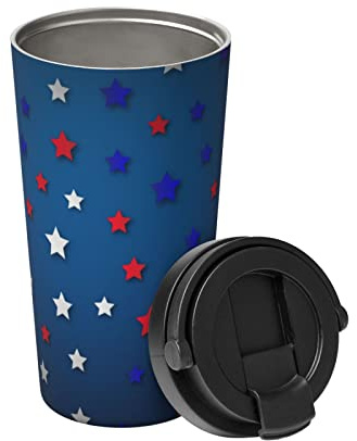 Mug Isotherme Avec Poignée Le Parcours Des Stars Américaines Tasse De Voiture Anti-Goutte Réutilisable Mug De Voyage, Pour Boissons Chaudes Et Froides, Café, Thé, 17Oz