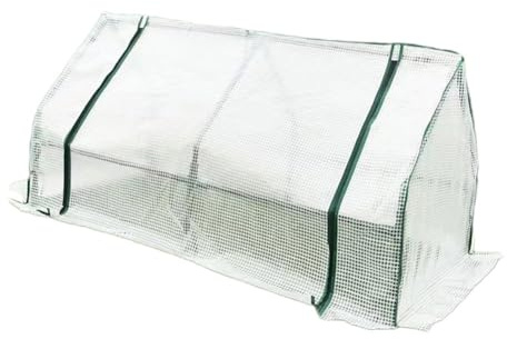 MonoSora Small Grow Tunnel Outdoor Garden Greenhouse Reinforced Cover with Mesh Grid, 120x60x60 cm, White, for Crop Protection from Birds and Weather