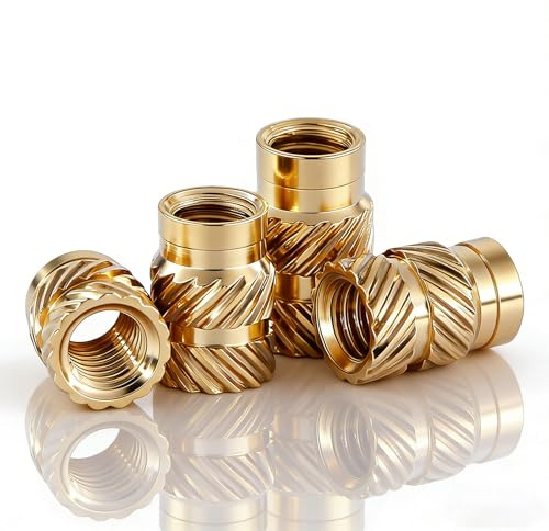 BACSHBY 20 Stück M4 Gewindeeinsätze M4x8.1x6.3mm Einschraubmutter 3D-Druck | Einpressmuttern,Messing Gewindehülse Einschmelzgewinde Threaded Inserts für Kunststoffteile,Elektronikgehäuse,Modellbau