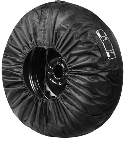 Housse de pneu de secours pour roues de 13 à 23 pouces - Sac de rangement réglable en polyester avec poignée de transport, sangles renforcées et adapté pour SUV, V (48,3 à 58,4 cm)