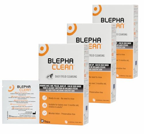 Blephaclean PF Daily Eyelid Cleansing Wipes - Gentle, Sterile Wipes to Soothe & Cleanse, Suitable for Sensitive Eyelids |Plastic-Free |Suitable for Babies (3+Months), Children, Adults |3 PACK|60 Wipes