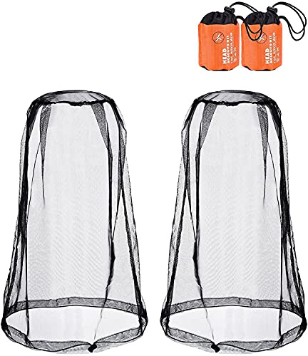 2 Pack Head Net Face Mesh Head Cover for Outdoor Lovers Protect from Fly Screen Mosquito Gnat and Other Flies (Regular Size, Black)