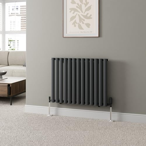 DuraTherm® 600 x 780mm Anthracite Horizontal Designer Radiator Single Column Oval Tube Modern Central Heating Panel Bathroom Radiators