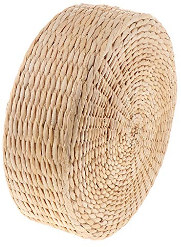 perfk Gewebtes Sitzkissen Pad Handgefertigtes Tatami Yoga Boden Sitzkissen Atmungsaktive Bodenmatte, Ausgewählte Dicke, 30x30x10cm