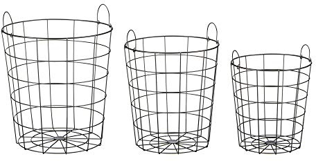 Cepewa 3er Set Metallkorb Aufbewahrungskorb Drahtkorb mit Henkel Korb schwarz (1 x 3er Set schwarz)