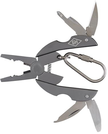 Gentlemen's Hardware 5-in-1 Multi-Tool Titanium Coated Mini Pocket Tool for Camping, with Pliers