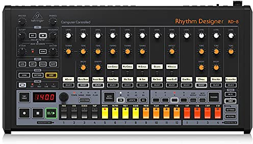 Behringer RHYTHM DESIGNER RD-8 MKII Classic Analog Drum Machine mit 16 Drum Sounds, 64 Step Sequencer, Wave Designer und Dual-Mode Filter