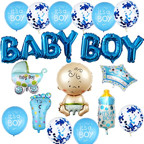 HCRXVV Globos decorativos para fiesta de bebé, decoración de fiesta de bienvenida para el hogar, con globos, globos de helio (azul)