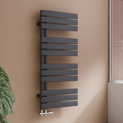S'AFIELINA Radiador de diseño para baño, radiador toallero Agua calefaccion Antracita, Conexión Central,1041x500mm, radiador para baño, secador de Toallas, 555 vatios（Válvula no incluida）