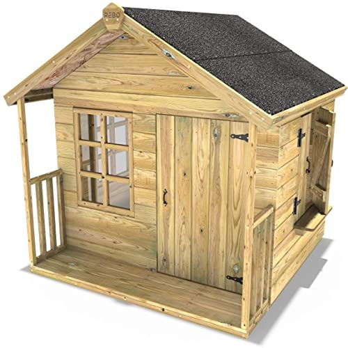 Rebo® 5FT x 5FT Childrens Wooden Garden Playhouse - Raven | OutdoorToys | Strong and Sturdy Kids' Wendy House, Pressure Treated Timber, Inspires Imaginative Play