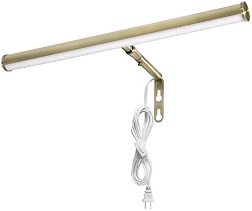 Maxxima 14 in. LED Picture Light - Integrated LED Display Wall Light, 3000K Warm White, 200 Lumens, Includes On/Off Switch, Adjustable Decor Light for Indoor Art Display - Antique Brass Finish