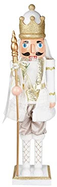 MAZZEO CHRISTMAS Schiaccianoci Natalizio Decorativo per casa 40 cm Bianco