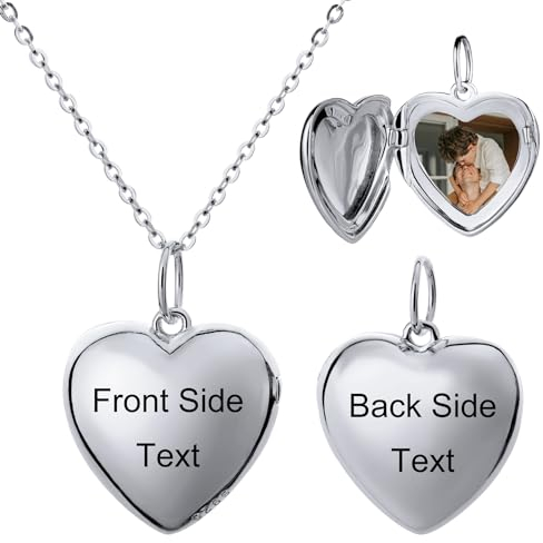 MeMeDIY Herz Medaillon Halskette 925 Sterling Silber Personalisiert Foto Anhänger Gravur Kette Gold/Roségold Geschenke für Frauen Mutter Muttertag Weihnachts mit Geschenkbox