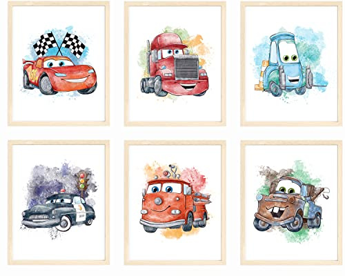 Nistio® Póster de la película Cars para decoración de pared, diseño de Rayo McQueen, juego de 6, 8 x 10 pulgadas (sin marco)