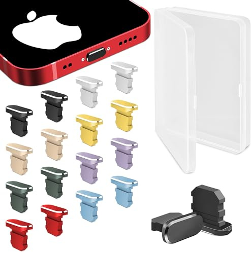 Empire 18 Pcs iPhone Dust Plug Set - Premium Lightning Charging Port Plug with Dust Plug Holder, Anti Dust Covers Compatible with iPhone 6/6S/7/8/X/XS/XR to iPhone 14 (Plus/Pro/Pro Max), Multicolour