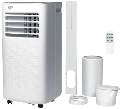 Portable Air Conditioning Unit 9000 BTU – 3-in-1 Cooling, Dehumidifier & Fan Modes – Remote Control, Digital Display, 24h Timer, Window Vent Kit – Energy Class A – For Rooms up to 269 sq.ft